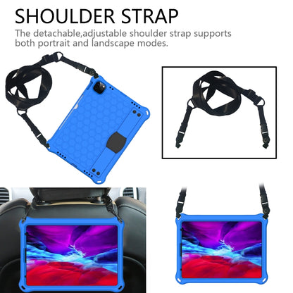 For iPad Air 2022 / 2020 10.9 Honeycomb Design EVA + PC Material Four Corner Anti Falling Flat Protective Shell with Strap(Blue+Black) - iPad Air (2022) / (2020) 10.9 Cases by buy2fix | Online Shopping UK | buy2fix