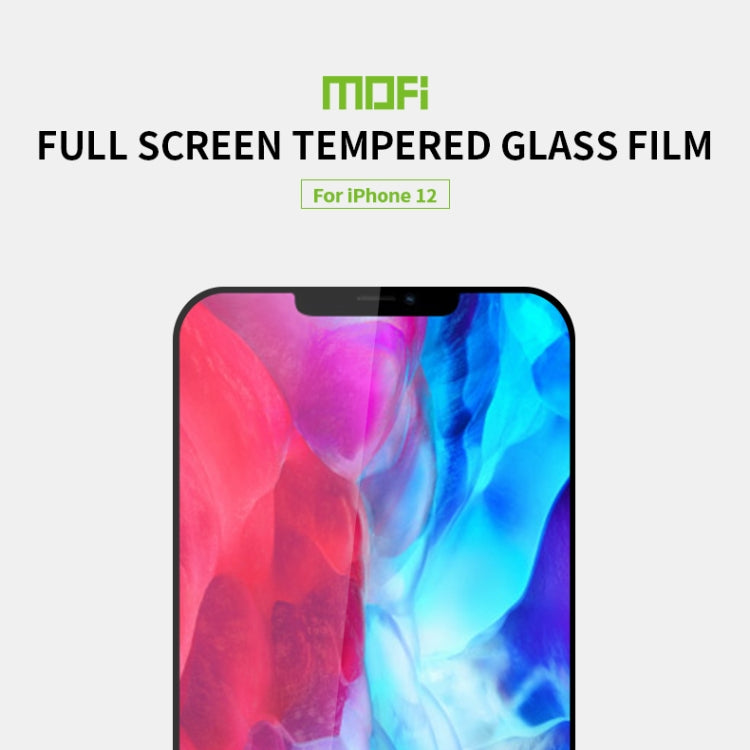 For iPhone 12 / 12 Pro MOFI 9H 2.5D Full Screen Tempered Glass Film(Black) - iPhone 12 / 12 Pro Tempered Glass by MOFI | Online Shopping UK | buy2fix