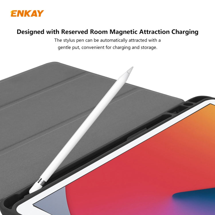 For iPad 10.2 2021 / 2020 / 2019 ENKAY ENK-8016 PU Leather + TPU Smart Case with Pen Slot(Dark Blue) - iPad 10.2 Cases by ENKAY | Online Shopping UK | buy2fix