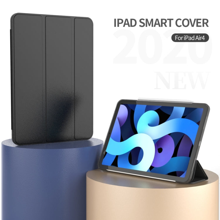 For iPad Air 2022 / 2020 10.9 Three-folding Surface PU Leather TPU Matte Soft Bottom Case with Holder & Sleep / Wake-up Function(Dark blue) - iPad Air (2022) / (2020) 10.9 Cases by buy2fix | Online Shopping UK | buy2fix