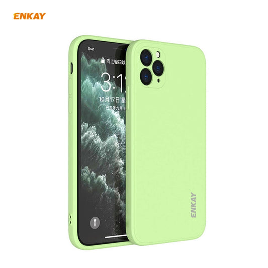 For iPhone 11 Pro Hat-Prince ENKAY ENK-PC065 Liquid Silicone Straight Edge Shockproof Protective Case(Light Green) - iPhone 11 Pro Cases by ENKAY | Online Shopping UK | buy2fix