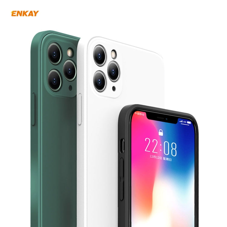 For iPhone 11 Pro Hat-Prince ENKAY ENK-PC065 Liquid Silicone Straight Edge Shockproof Protective Case(Light Green) - iPhone 11 Pro Cases by ENKAY | Online Shopping UK | buy2fix