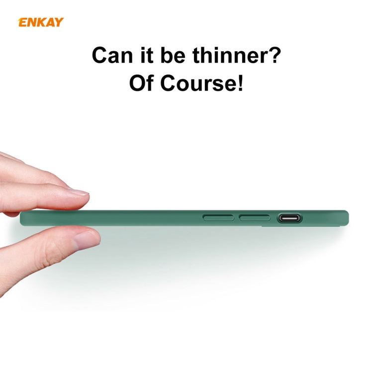 For iPhone 11 Pro Hat-Prince ENKAY ENK-PC065 Liquid Silicone Straight Edge Shockproof Protective Case(Light Green) - iPhone 11 Pro Cases by ENKAY | Online Shopping UK | buy2fix