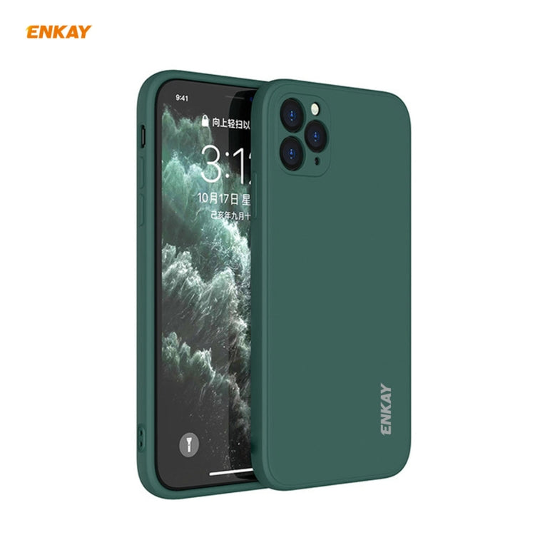 For iPhone 11 Pro Max Hat-Prince ENKAY ENK-PC066 Liquid Silicone Straight Edge Shockproof Protective Case(Dark Green) - iPhone 11 Pro Max Cases by ENKAY | Online Shopping UK | buy2fix