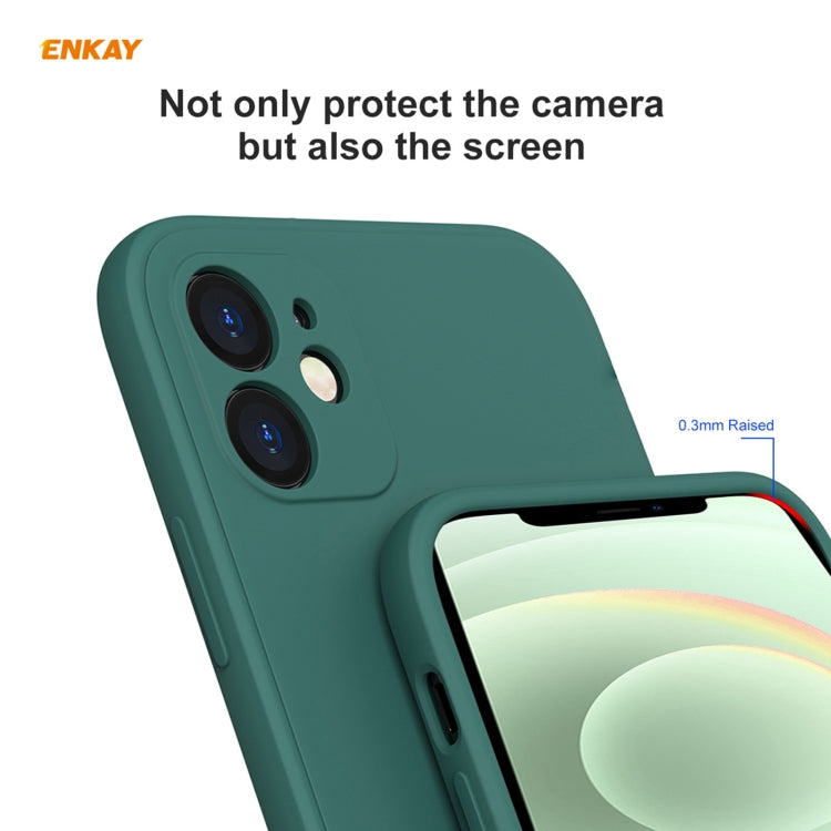 For iPhone 12 Hat-Prince ENKAY ENK-PC068 Liquid Silicone Straight Edge Shockproof Protective Case(Dark Green) - iPhone 12 / 12 Pro Cases by ENKAY | Online Shopping UK | buy2fix