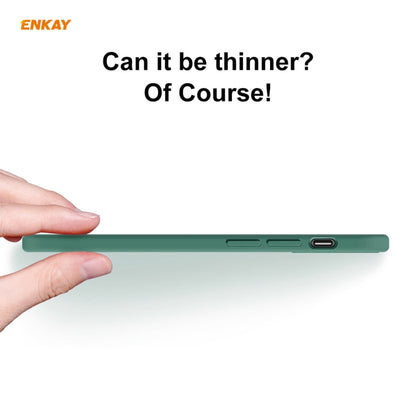 For iPhone 12 Hat-Prince ENKAY ENK-PC068 Liquid Silicone Straight Edge Shockproof Protective Case(Dark Green) - iPhone 12 / 12 Pro Cases by ENKAY | Online Shopping UK | buy2fix
