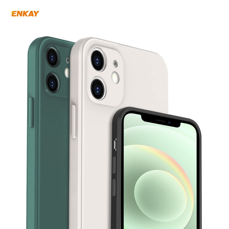 For iPhone 12 Hat-Prince ENKAY ENK-PC068 Liquid Silicone Straight Edge Shockproof Protective Case(Dark Green) - iPhone 12 / 12 Pro Cases by ENKAY | Online Shopping UK | buy2fix