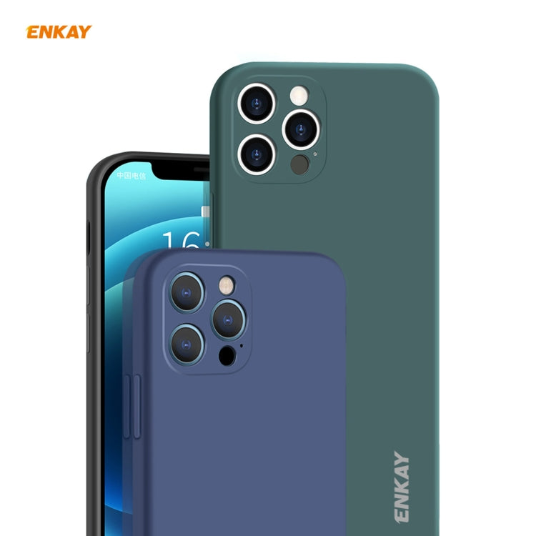 For iPhone 12 Pro Max Hat-Prince ENKAY ENK-PC070 Liquid Silicone Straight Edge Shockproof Protective Case(Navy Blue) - iPhone 12 Pro Max Cases by ENKAY | Online Shopping UK | buy2fix