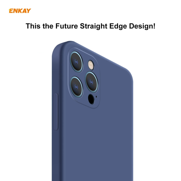 For iPhone 12 Pro Max Hat-Prince ENKAY ENK-PC070 Liquid Silicone Straight Edge Shockproof Protective Case(Navy Blue) - iPhone 12 Pro Max Cases by ENKAY | Online Shopping UK | buy2fix