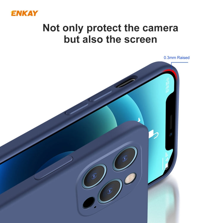 For iPhone 12 Pro Max Hat-Prince ENKAY ENK-PC070 Liquid Silicone Straight Edge Shockproof Protective Case(Navy Blue) - iPhone 12 Pro Max Cases by ENKAY | Online Shopping UK | buy2fix