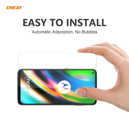 For Motorola Moto G9 Plus Hat-Prince ENKAY Clear TPU Shockproof Case Soft Anti-slip Cover + 0.26mm 9H 2.5D Tempered Glass Protector Film - Motorola Cases by ENKAY | Online Shopping UK | buy2fix