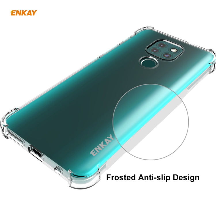 For Motorola Moto G9 / G9 Play Hat-Prince ENKAY Clear TPU Shockproof Case Soft Anti-slip Cover + 0.26mm 9H 2.5D Full Glue Full Coverage Tempered Glass Protector Film - Motorola Cases by ENKAY | Online Shopping UK | buy2fix