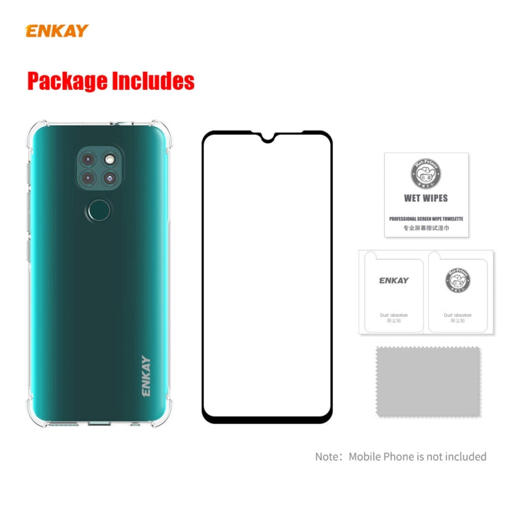For Motorola Moto G9 / G9 Play Hat-Prince ENKAY Clear TPU Shockproof Case Soft Anti-slip Cover + 0.26mm 9H 2.5D Full Glue Full Coverage Tempered Glass Protector Film - Motorola Cases by ENKAY | Online Shopping UK | buy2fix