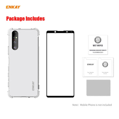 For Sony Xperia 5 II Hat-Prince ENKAY Clear TPU Shockproof Case Soft Anti-slip Cover + 0.26mm 9H 2.5D Full Glue Full Coverage Tempered Glass Protector Film - Sony Cases by ENKAY | Online Shopping UK | buy2fix