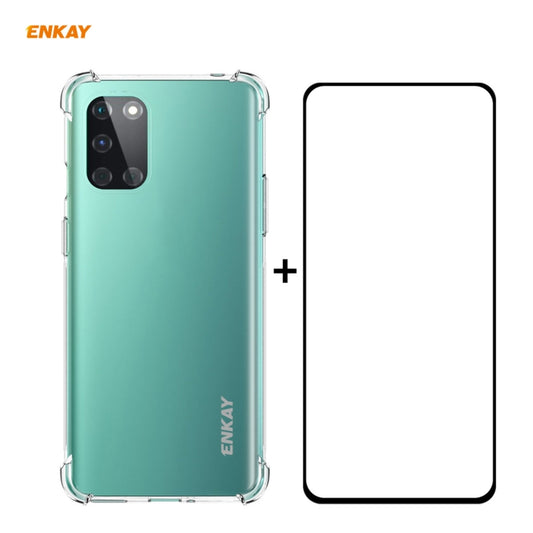 For OnePlus 8T Hat-Prince ENKAY Clear TPU Shockproof Case Soft Anti-slip Cover + 0.26mm 9H 2.5D Full Glue Full Coverage Tempered Glass Protector Film - OnePlus Cases by ENKAY | Online Shopping UK | buy2fix