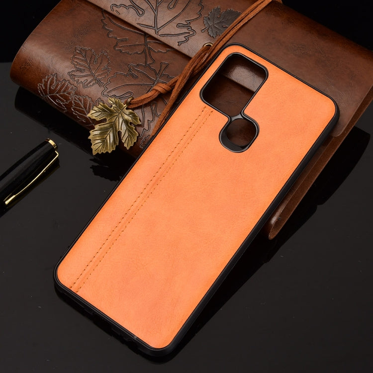 For Infinix Hot 10 Shockproof Sewing Cow Pattern Skin PC + PU + TPU Case(Orange) - Infinix Cases by idewei | Online Shopping UK | buy2fix