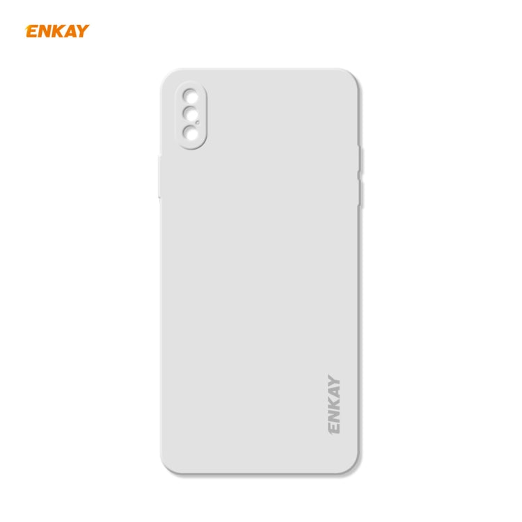 For iPhone X / XS ENKAY ENK-PC071 Hat-Prince Liquid Silicone Straight Edge Shockproof Protective Case(White) - More iPhone Cases by ENKAY | Online Shopping UK | buy2fix