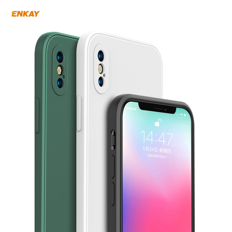 For iPhone XS Max ENKAY ENK-PC072 Hat-Prince Liquid Silicone Straight Edge Shockproof Protective Case(White) - More iPhone Cases by ENKAY | Online Shopping UK | buy2fix