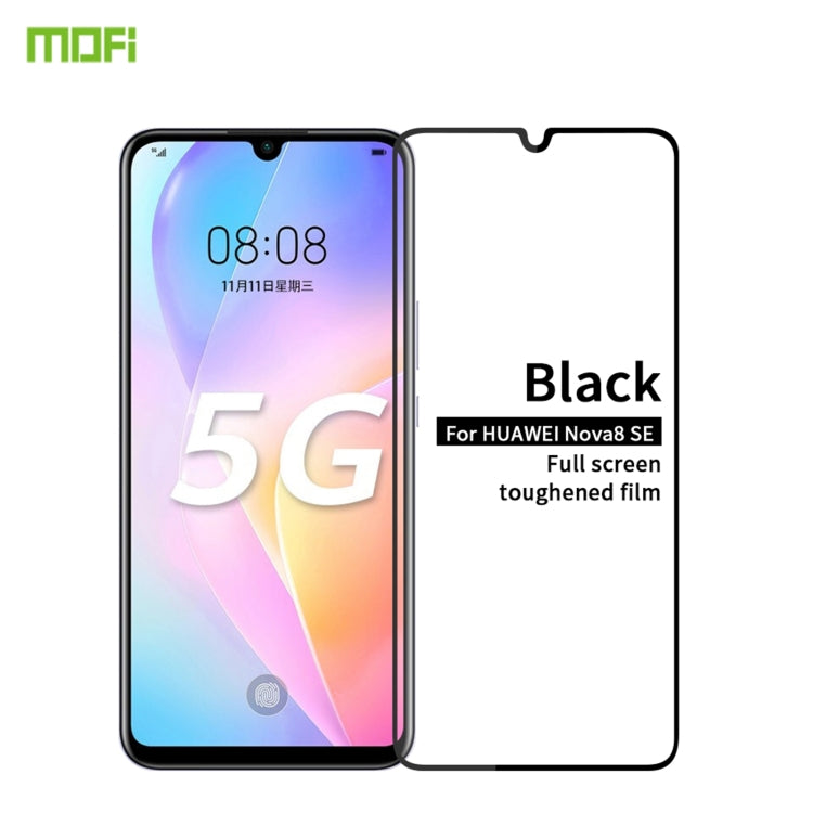 For Huawei Nova 8 SE MOFI 9H 2.5D Full Screen Tempered Glass Film(Black) - Huawei Tempered Glass by MOFI | Online Shopping UK | buy2fix