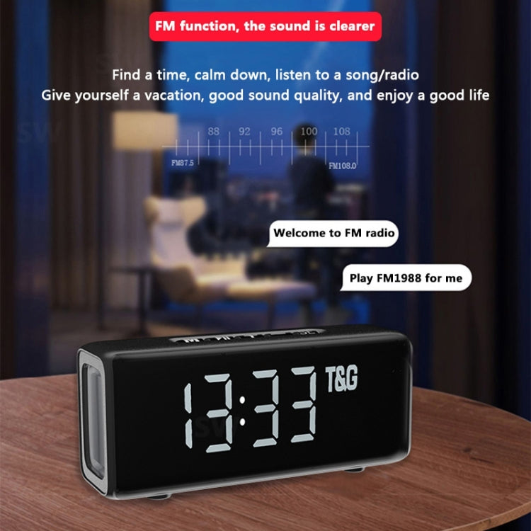 T&G TG174 TWS Mmirror Bluetooth Speaker, Support Alarm Clock / Time & Temperature Display / Micro SD Card / FM / MP3(Black) - Desktop Speaker by T&G | Online Shopping UK | buy2fix
