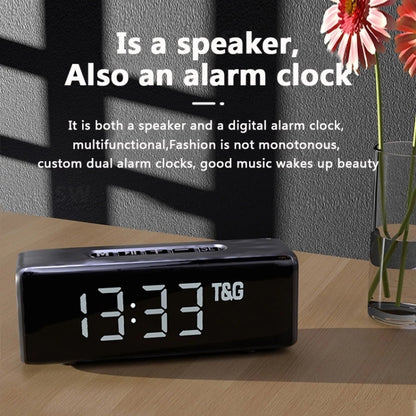 T&G TG174 TWS Mmirror Bluetooth Speaker, Support Alarm Clock / Time & Temperature Display / Micro SD Card / FM / MP3(Black) - Desktop Speaker by T&G | Online Shopping UK | buy2fix