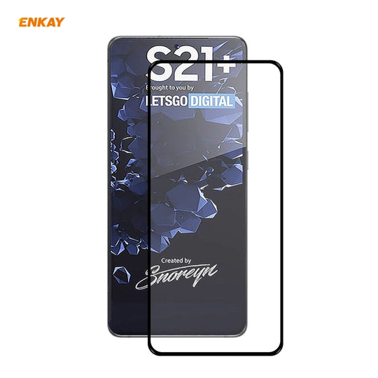 For Samsung Galaxy S21+ 5G 1pc ENKAY Hat-Prince Full Glue 0.26mm 9H 2.5D Tempered Glass Full Coverage Film Support Fingerprint Unlock