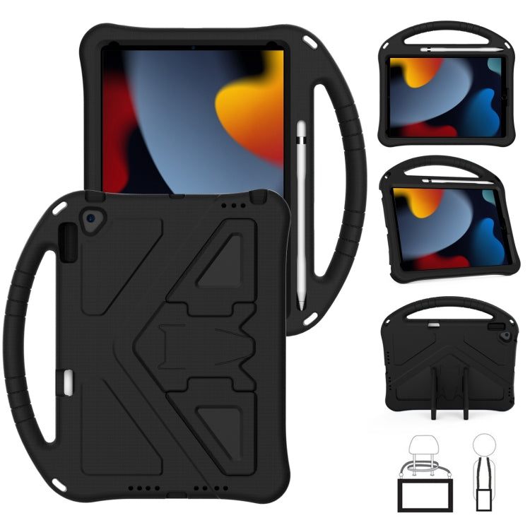 For iPad 10.2 2021 / 2020 / 2019 EVA Flat Anti Falling Protective Case Shell with Holder(Black) - iPad 10.2 Cases by buy2fix | Online Shopping UK | buy2fix