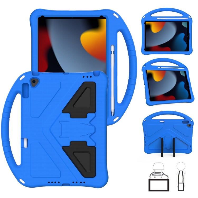 For iPad 10.2 2021 / 2020 / 2019 EVA Flat Anti Falling Protective Case Shell with Holder(Blue) - iPad 10.2 Cases by buy2fix | Online Shopping UK | buy2fix
