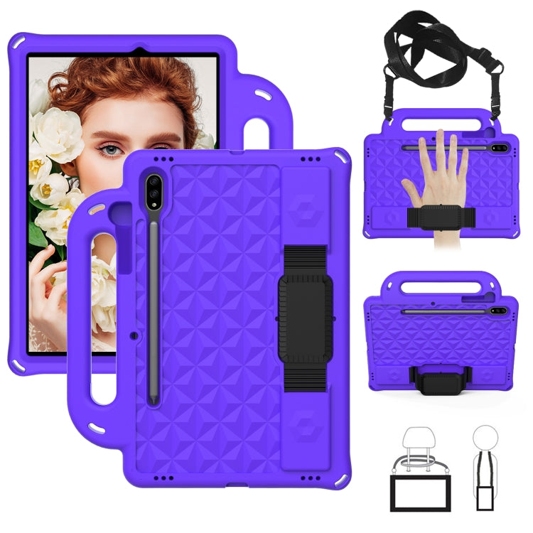 For Galaxy Tab S8 / Galaxy Tab S7 T870/T875 Diamond Series EVA Anti-Fall Shockproof Sleeve Protective Shell Case with Holder & Strap(Purple) by buy2fix