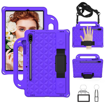 For Galaxy Tab S8 / Galaxy Tab S7 T870/T875 Diamond Series EVA Anti-Fall Shockproof Sleeve Protective Shell Case with Holder & Strap(Purple) by buy2fix
