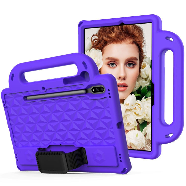 For Galaxy Tab S8 / Galaxy Tab S7 T870/T875 Diamond Series EVA Anti-Fall Shockproof Sleeve Protective Shell Case with Holder & Strap(Purple) by buy2fix