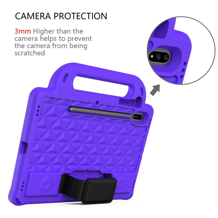 For Galaxy Tab S8 / Galaxy Tab S7 T870/T875 Diamond Series EVA Anti-Fall Shockproof Sleeve Protective Shell Case with Holder & Strap(Purple) by buy2fix