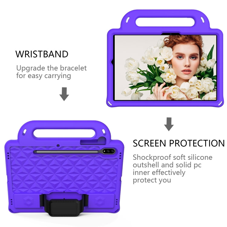For Galaxy Tab S8 / Galaxy Tab S7 T870/T875 Diamond Series EVA Anti-Fall Shockproof Sleeve Protective Shell Case with Holder & Strap(Purple) by buy2fix