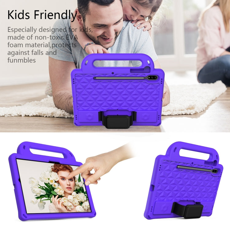 For Galaxy Tab S8 / Galaxy Tab S7 T870/T875 Diamond Series EVA Anti-Fall Shockproof Sleeve Protective Shell Case with Holder & Strap(Purple) by buy2fix