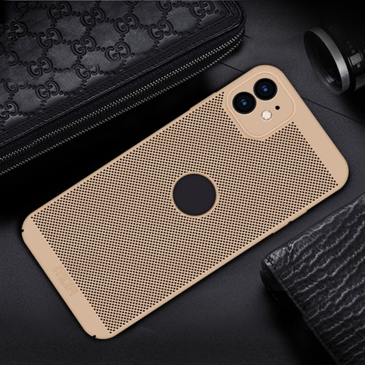 For iPhone 12 MOFi Honeycomb Texture Breathable PC Shockproof Protective Back Cover Case(Gold) by MOFI