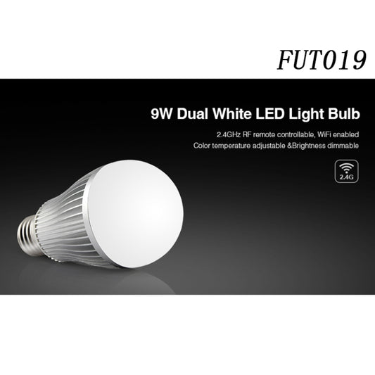FUT019 9W Dual White LED Bulb 2.4GHZ RF Controllable Wifi Enabled CCT Adjustable Brightness Dimming E26/E27 by buy2fix