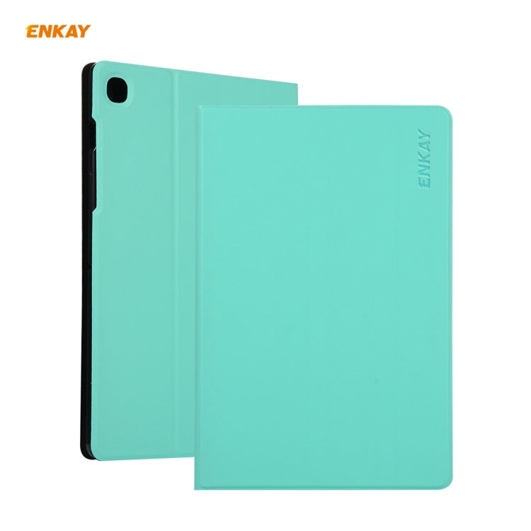 For Samsung Galaxy Tab A7 10.4 T500 / T505 2020 / 2022 ENKAY Horizontal Flip PU Leather + TPU Smart Case with Holder & Sleep / Wake-up Function(Cyan) - Other Galaxy Tab PC by ENKAY | Online Shopping UK | buy2fix