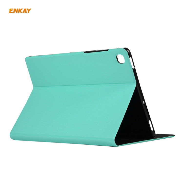 For Samsung Galaxy Tab A7 10.4 T500 / T505 2020 / 2022 ENKAY Horizontal Flip PU Leather + TPU Smart Case with Holder & Sleep / Wake-up Function(Cyan) - Other Galaxy Tab PC by ENKAY | Online Shopping UK | buy2fix