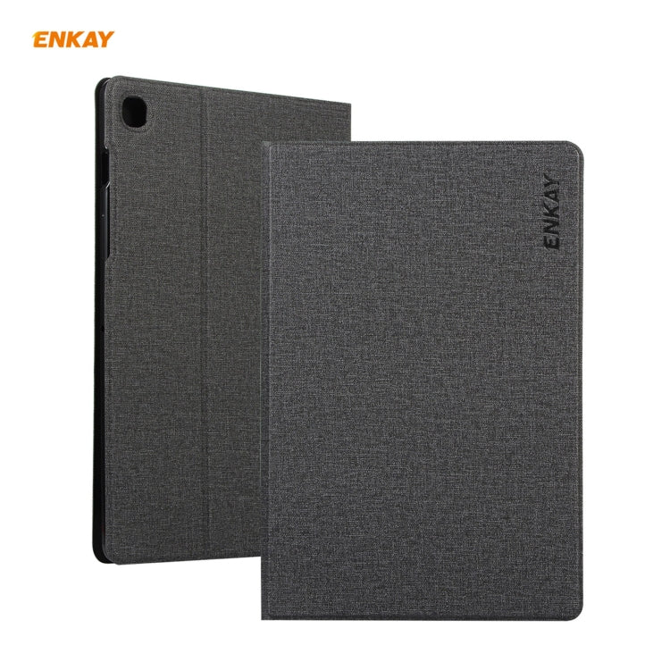 For Samsung Galaxy Tab A7 10.4 T500 / T505 2020 / 2022 ENKAY Coarse Cloth Pattern PU Leather + TPU Smart Case with Holder & Sleep / Wake-up Function(Black) - Other Galaxy Tab PC by ENKAY | Online Shopping UK | buy2fix