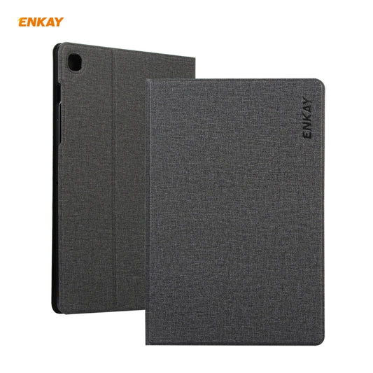 For Samsung Galaxy Tab A7 10.4 T500 / T505 2020 / 2022 ENKAY Coarse Cloth Pattern PU Leather + TPU Smart Case with Holder & Sleep / Wake-up Function(Black) - Other Galaxy Tab PC by ENKAY | Online Shopping UK | buy2fix