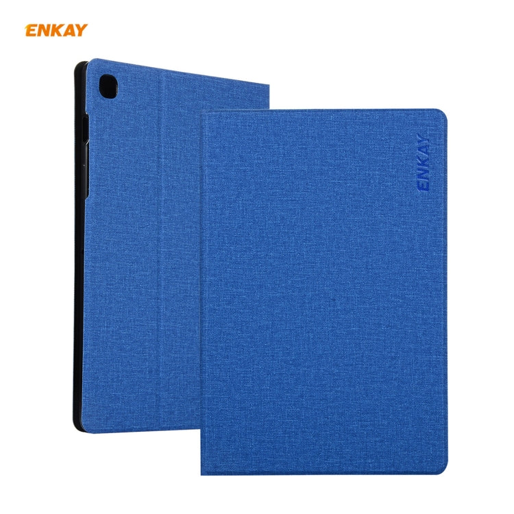 For Samsung Galaxy Tab A7 10.4 T500 / T505 2020 / 2022 ENKAY Coarse Cloth Pattern PU Leather + TPU Smart Case with Holder & Sleep / Wake-up Function(Dark Blue) - Other Galaxy Tab PC by ENKAY | Online Shopping UK | buy2fix