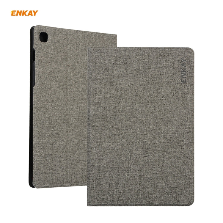 For Samsung Galaxy Tab A7 10.4 T500 / T505 2020 / 2022 ENKAY Coarse Cloth Pattern PU Leather + TPU Smart Case with Holder & Sleep / Wake-up Function(Grey) - Other Galaxy Tab PC by ENKAY | Online Shopping UK | buy2fix