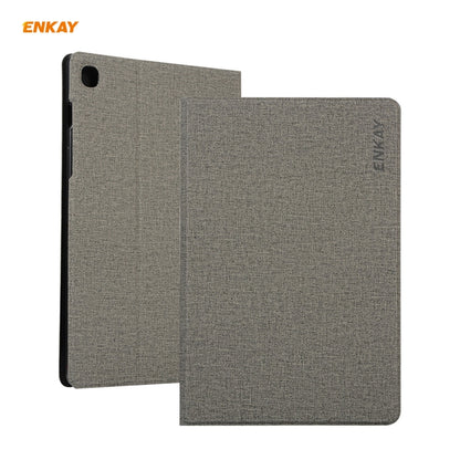 For Samsung Galaxy Tab A7 10.4 T500 / T505 2020 / 2022 ENKAY Coarse Cloth Pattern PU Leather + TPU Smart Case with Holder & Sleep / Wake-up Function(Grey) - Other Galaxy Tab PC by ENKAY | Online Shopping UK | buy2fix