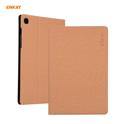 For Samsung Galaxy Tab A7 10.4 T500 / T505 2020 / 2022 ENKAY Coarse Cloth Pattern PU Leather + TPU Smart Case with Holder & Sleep / Wake-up Function(Light Brown) - Other Galaxy Tab PC by ENKAY | Online Shopping UK | buy2fix