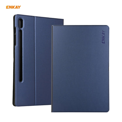 For Samsung Galaxy Tab S8 / Galaxy Tab S7 11.0 T870 / T875 ENKAY Horizontal Flip PU Leather + TPU Smart Case with Holder & Sleep / Wake-up Function(Dark Blue) by ENKAY