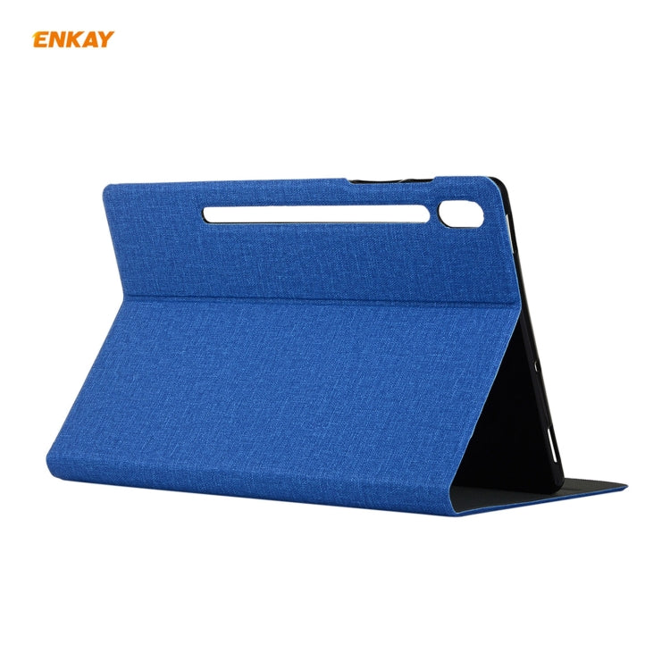 For Samsung Galaxy Tab S8 / Galaxy Tab S7 11.0 T870 / T875 ENKAY Coarse Cloth Pattern PU Leather + TPU Smart Case with Holder & Sleep / Wake-up Function(Grey) by ENKAY