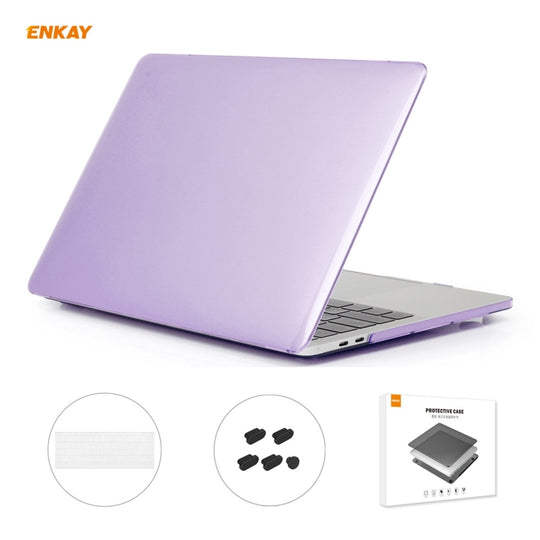 ENKAY 3 in 1 Crystal Laptop Protective Case + US Version TPU Keyboard Film + Anti-dust Plugs Set for MacBook Pro 13.3 inch A1708 (without Touch Bar)(Purple)