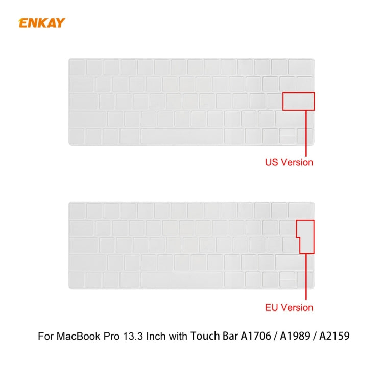 ENKAY 3 in 1 Crystal Laptop Protective Case + EU Version TPU Keyboard Film + Anti-dust Plugs Set for MacBook Pro 13.3 inch A1706 / A1989 / A2159 (with Touch Bar)(Grey) - MacBook Pro Cases by ENKAY | Online Shopping UK | buy2fix