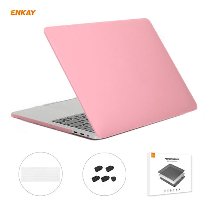 ENKAY 3 in 1 Matte Laptop Protective Case + EU Version TPU Keyboard Film + Anti-dust Plugs Set for MacBook Pro 13.3 inch A1706 / A1989 / A2159 (with Touch Bar)(Pink) - MacBook Pro Cases by ENKAY | Online Shopping UK | buy2fix