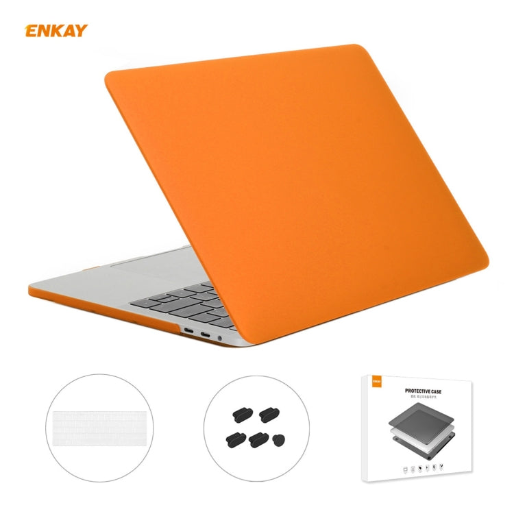 ENKAY 3 in 1 Matte Laptop Protective Case + US Version TPU Keyboard Film + Anti-dust Plugs Set for MacBook Pro 13.3 inch A1708 (without Touch Bar)(Orange) - MacBook Pro Cases by ENKAY | Online Shopping UK | buy2fix